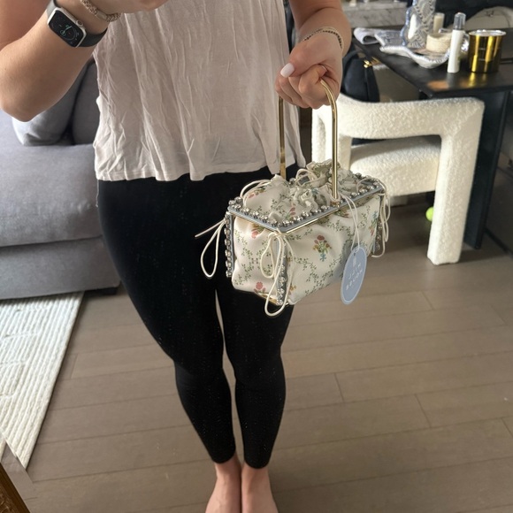 NWT Hill House One Of A Kind Floral Satin Handmade Bejeweled Decorative Basket - Picture 7 of 7